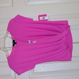Amy Byer NWT necklace t-shirt top XL girls pink